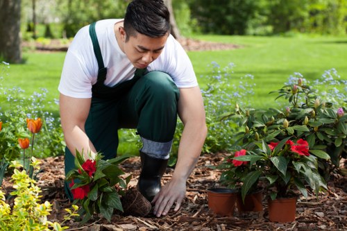 Contractor reviewing a landscaping booking and project details